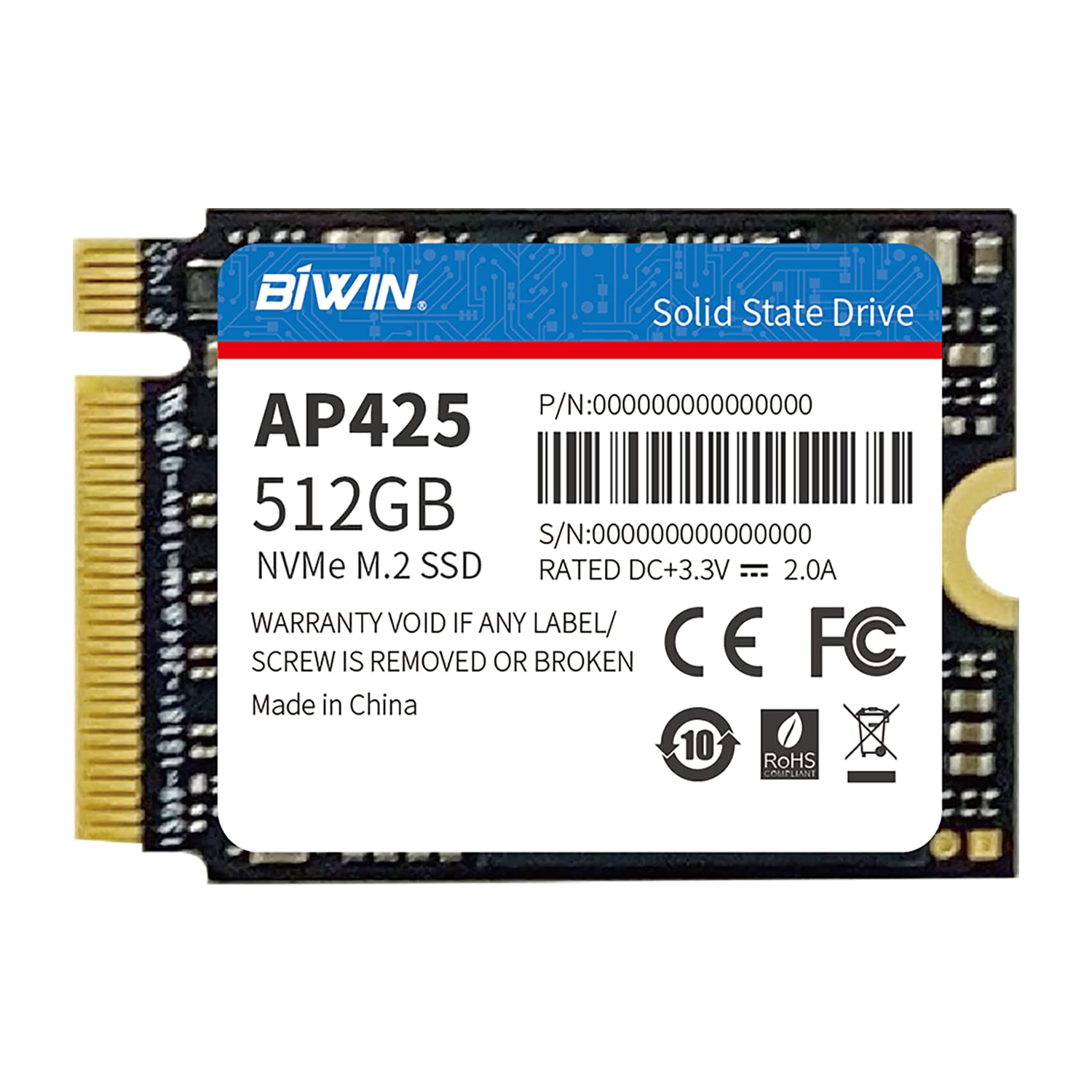 BiWIN 500GB PCIe Gen3 Supports NVMe Protocol 1.4 Solid State Drive